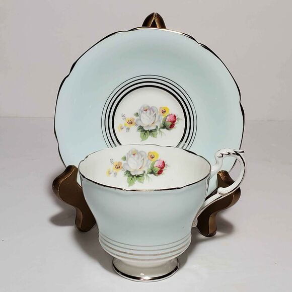 Paragon Teacup and Saucer Blue Vintage - Picture 10 of 10